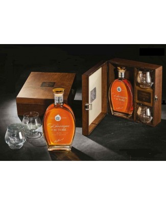 GRAPPA FRANCOLI REGINA MARTA BARRICATA CL 70 SCRIGNO IN LEGNO CON 2 CALICI E FERMACARTE