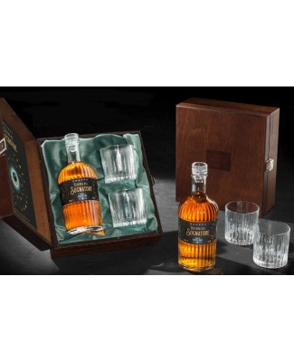 GRAPPA FRANCOLI RISERVA DEL SOGNATORE CL.70 SCRIGNO IN LEGNO CON 2 BICCHIERI