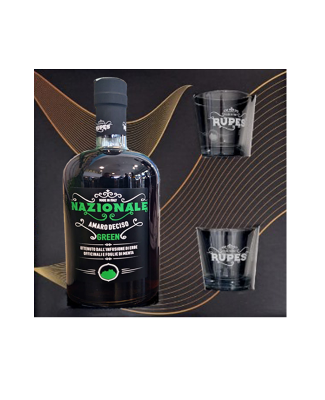 AMARO RUPES NAZIONALE DECISO GREEN CL 70 CONFEZIONE CON 2 BICCHIERINI GRIFFATI RUPES
