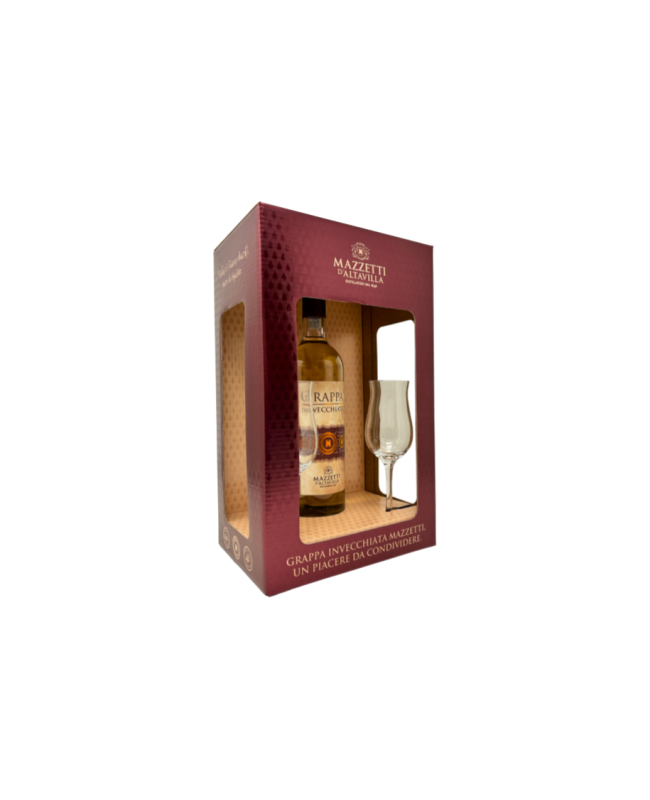 GRAPPA MAZZETTI INVECCHIATA CL.50 + 2 BICCHIERI
